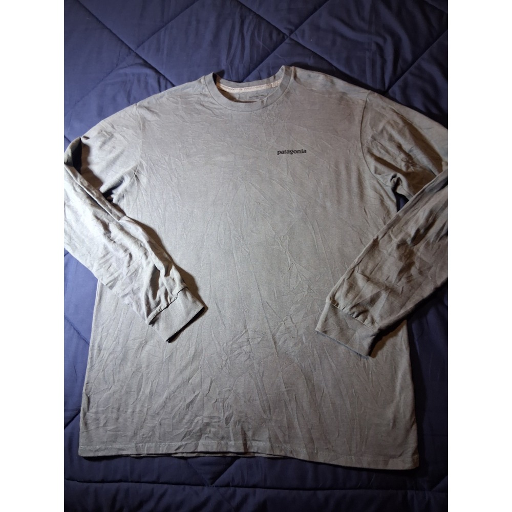 Patagonia Mens Responsibili-Tee Long Sleeve P-6 Logo Graphic Gray Shirt Large